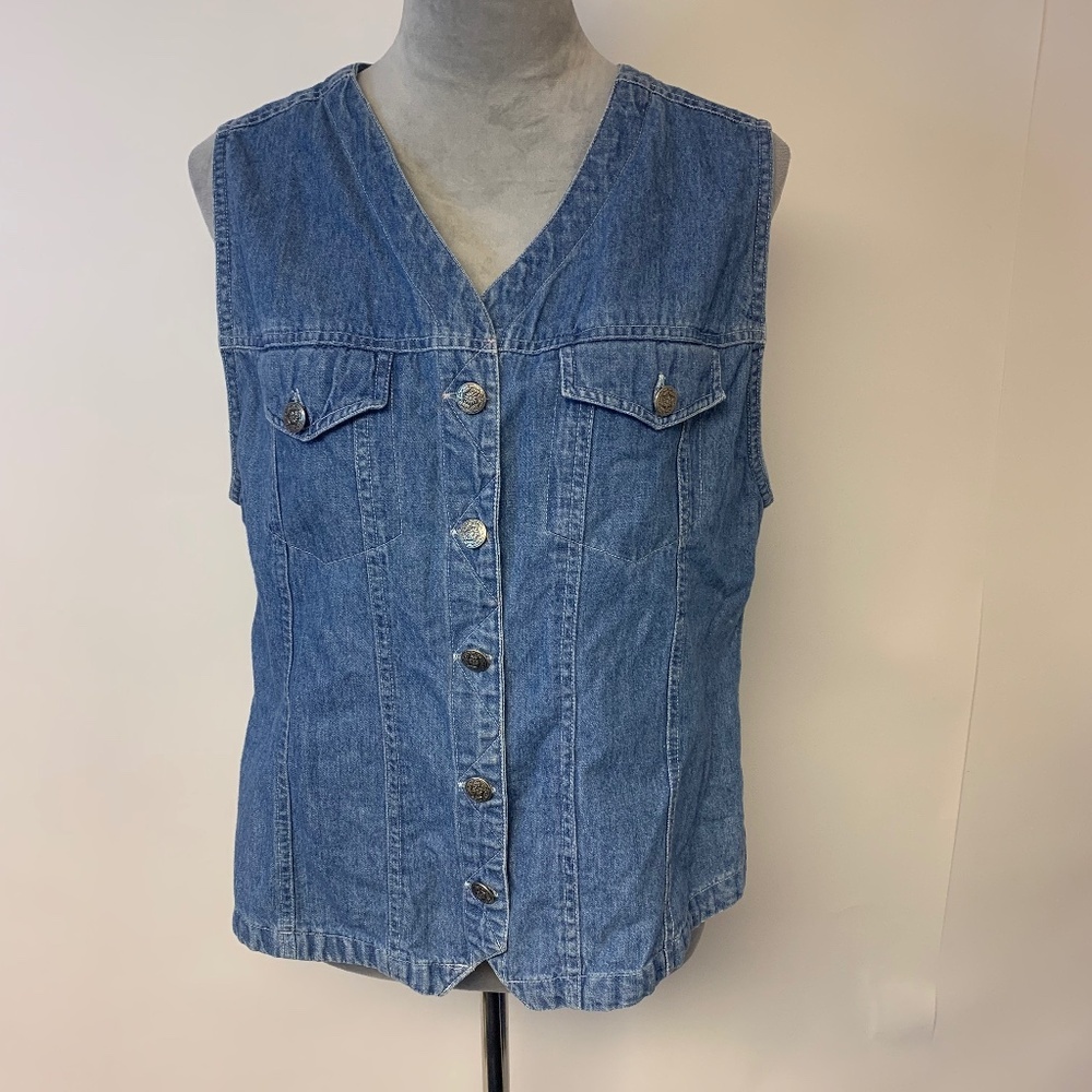 Expressions Blue Denim Button-Front Vest